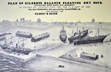 Piano del bacino di carenaggio galleggiante di Gilbert